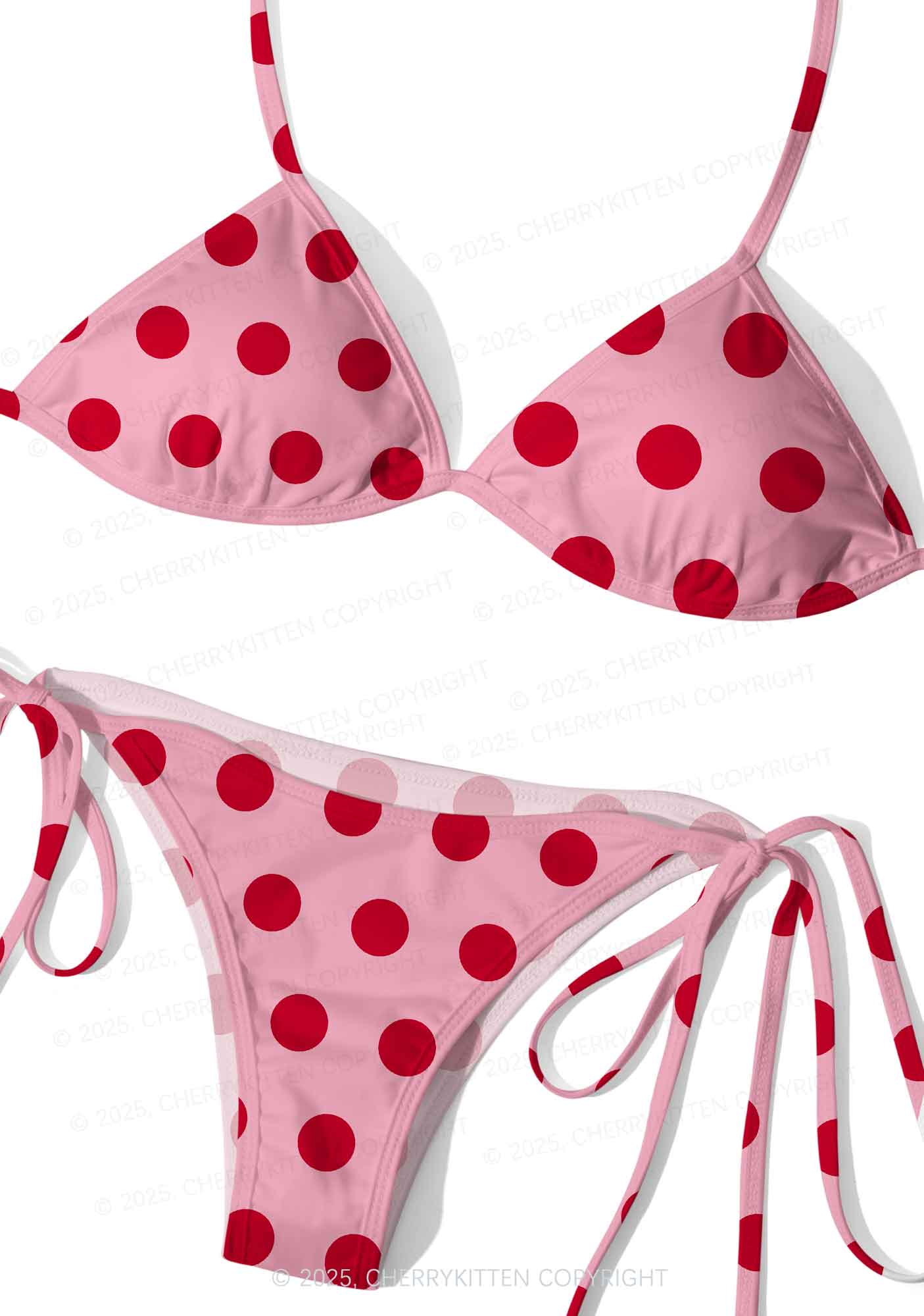 Dotty Red Y2K Print Bikini Set Cherrykitten