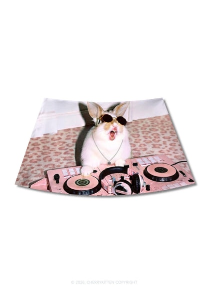 Dj Bunny Y2K Print Mini Skirt Cherrykitten
