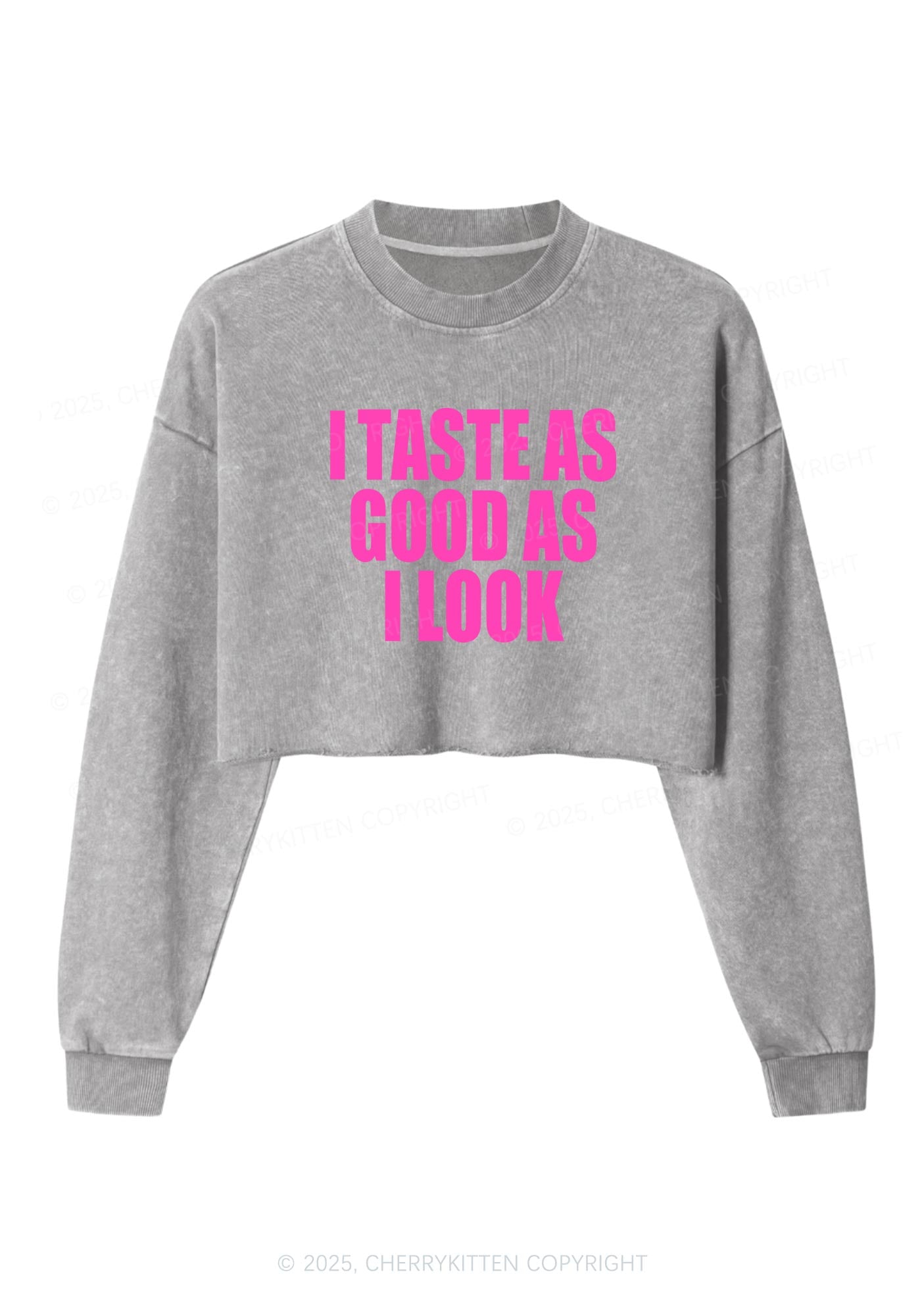 Taste Good Y2K Crop Washed Sweatshirts Cherrykitten