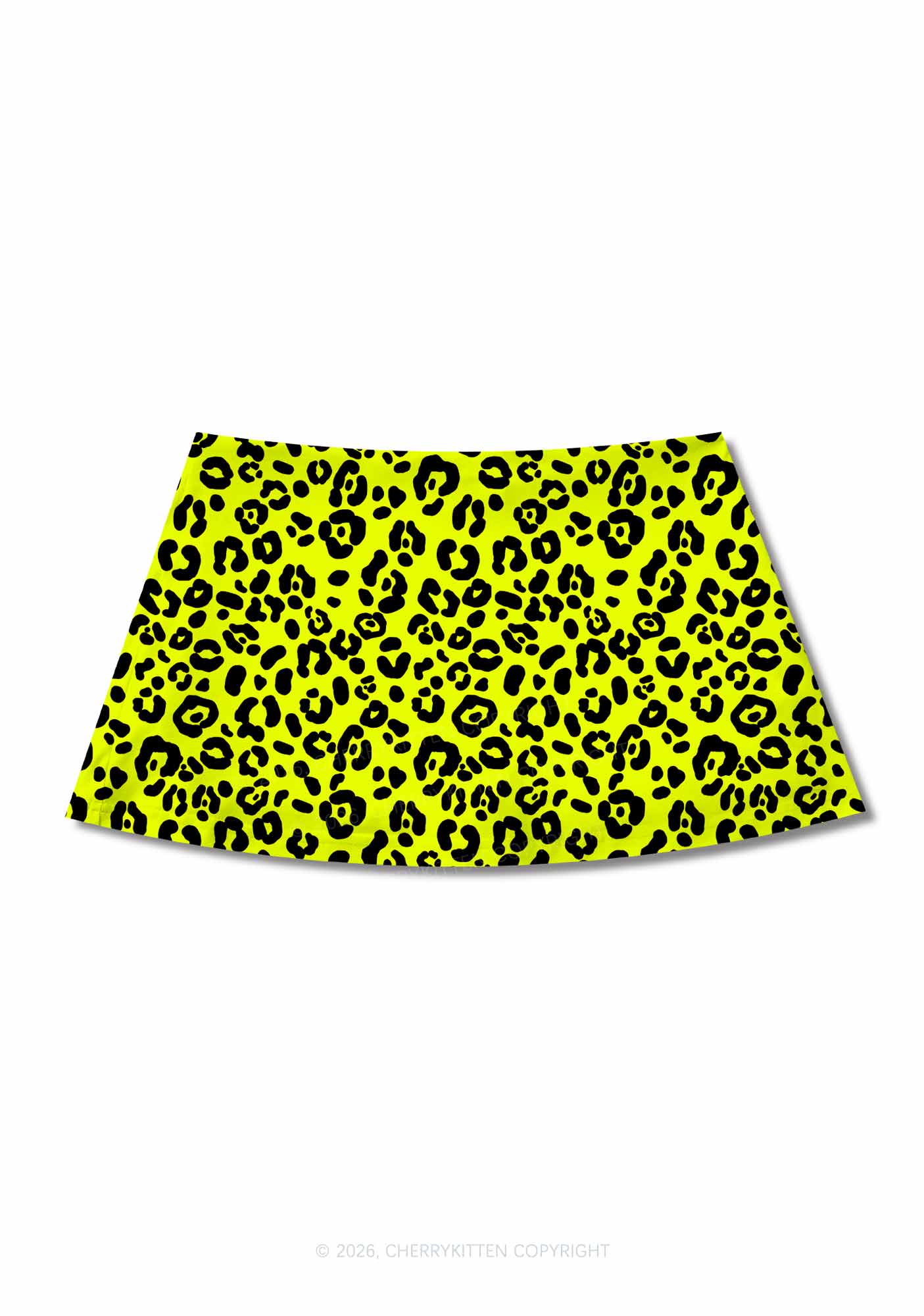 Neon Leopard Y2K Print Mini Skirt Cherrykitten