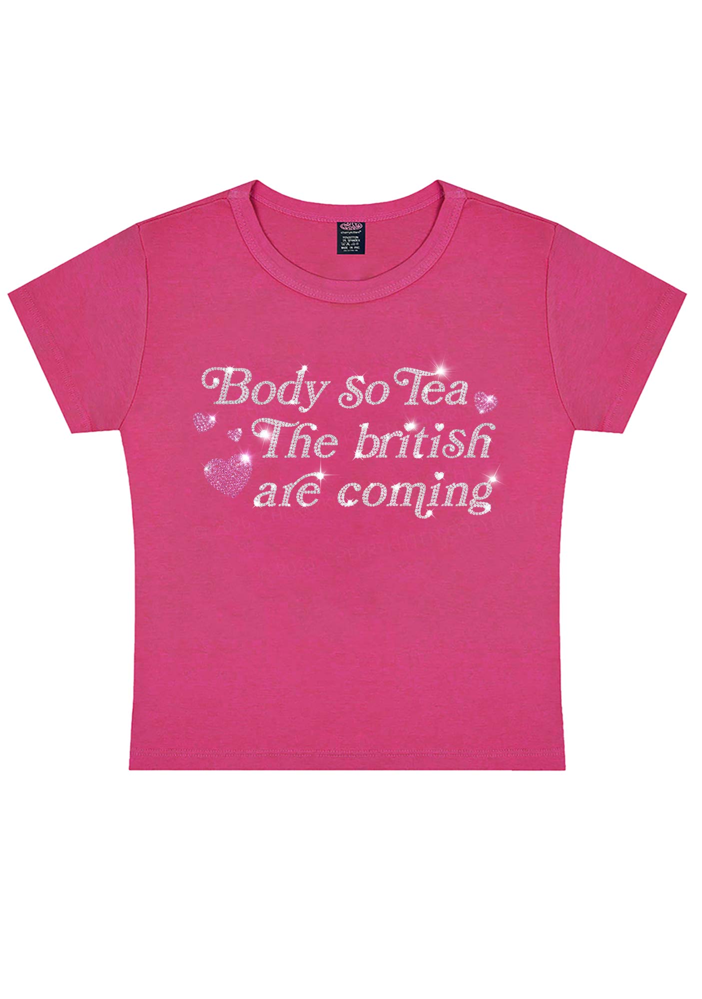 Rhinestone Body So Tea Y2K Baby Tee Cherrykitten
