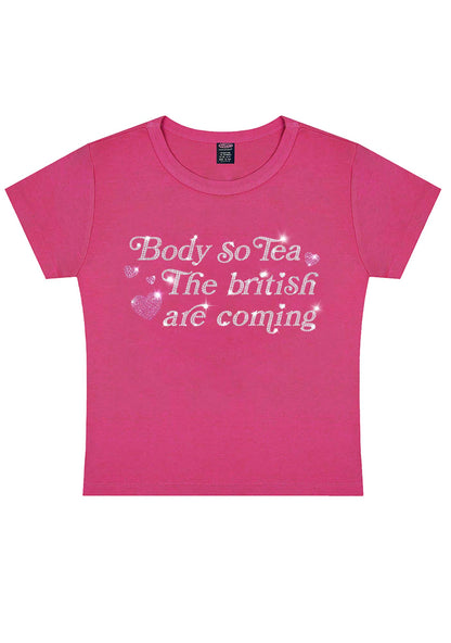 Rhinestone Body So Tea Y2K Baby Tee Cherrykitten