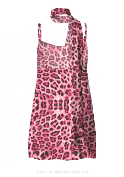 Pink Leopard Y2K Mesh Slip Dress Cherrykitten