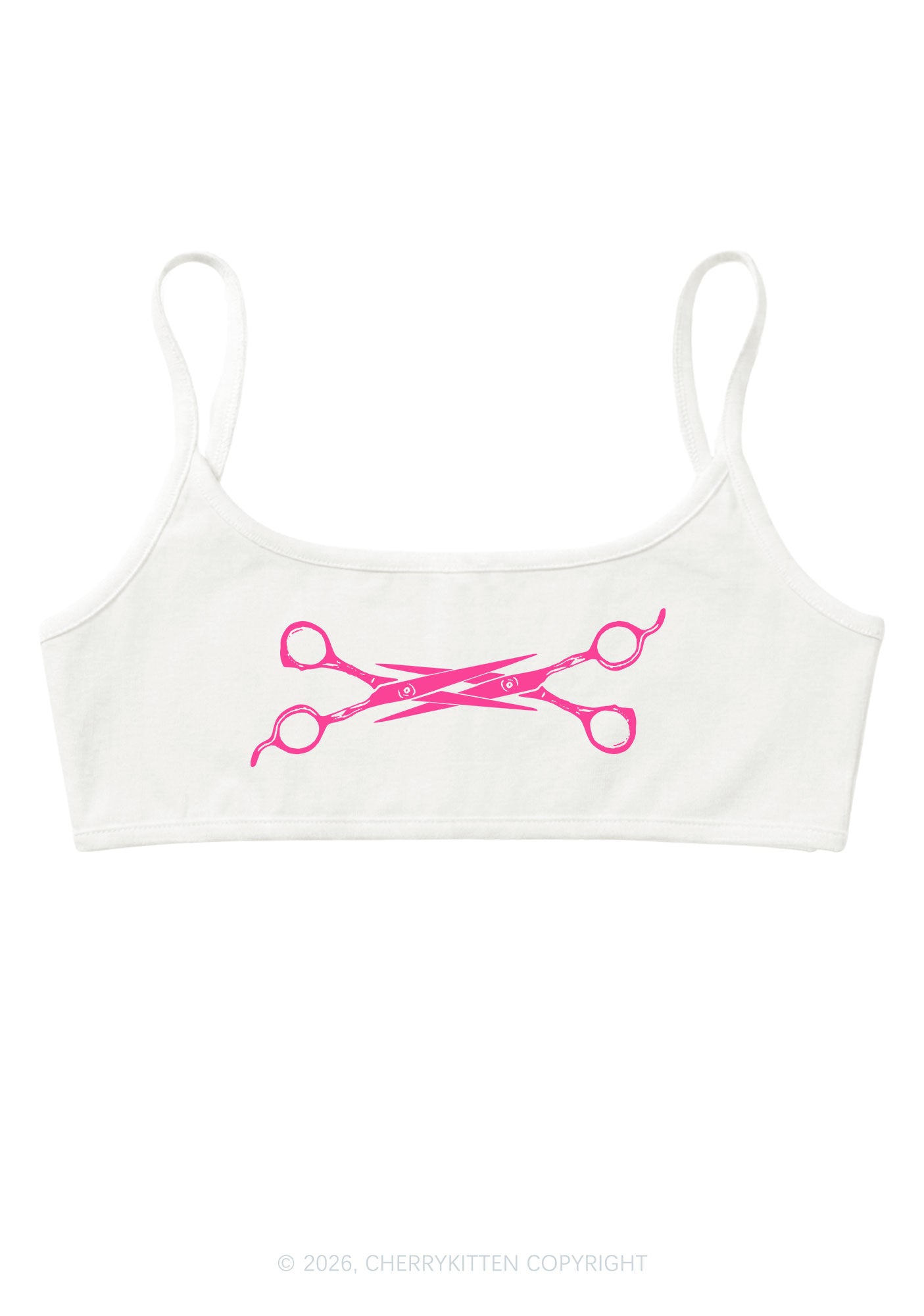 Pink Scissor Pride Y2K Super Crop Cami Cherrykitten