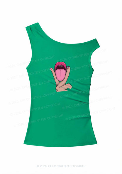 Lesbian Kissing Pride Y2K Off Shoulder Tank Top Cherrykitten