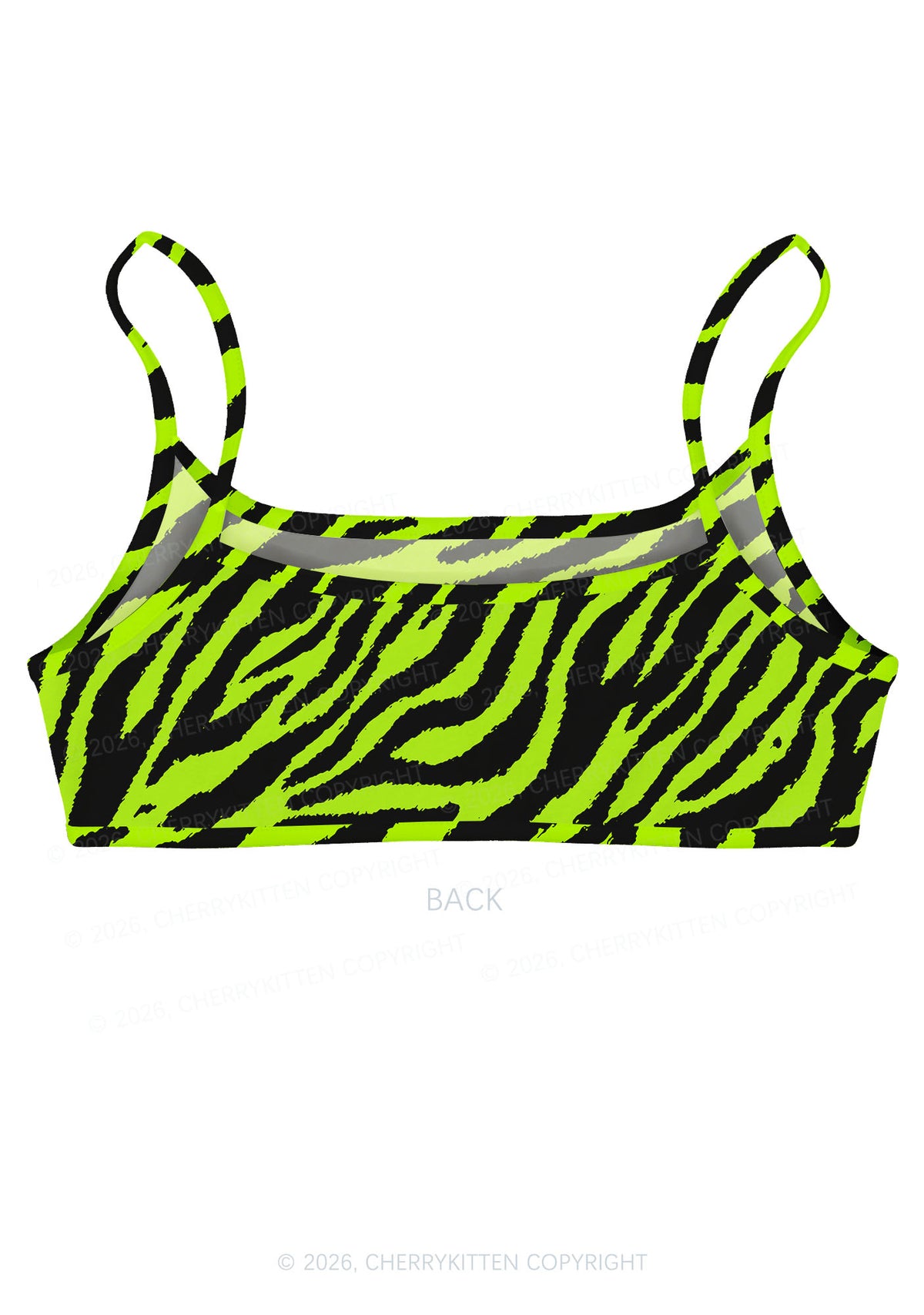 Green Zebra Y2K Print Super Crop Cami Cherrykitten