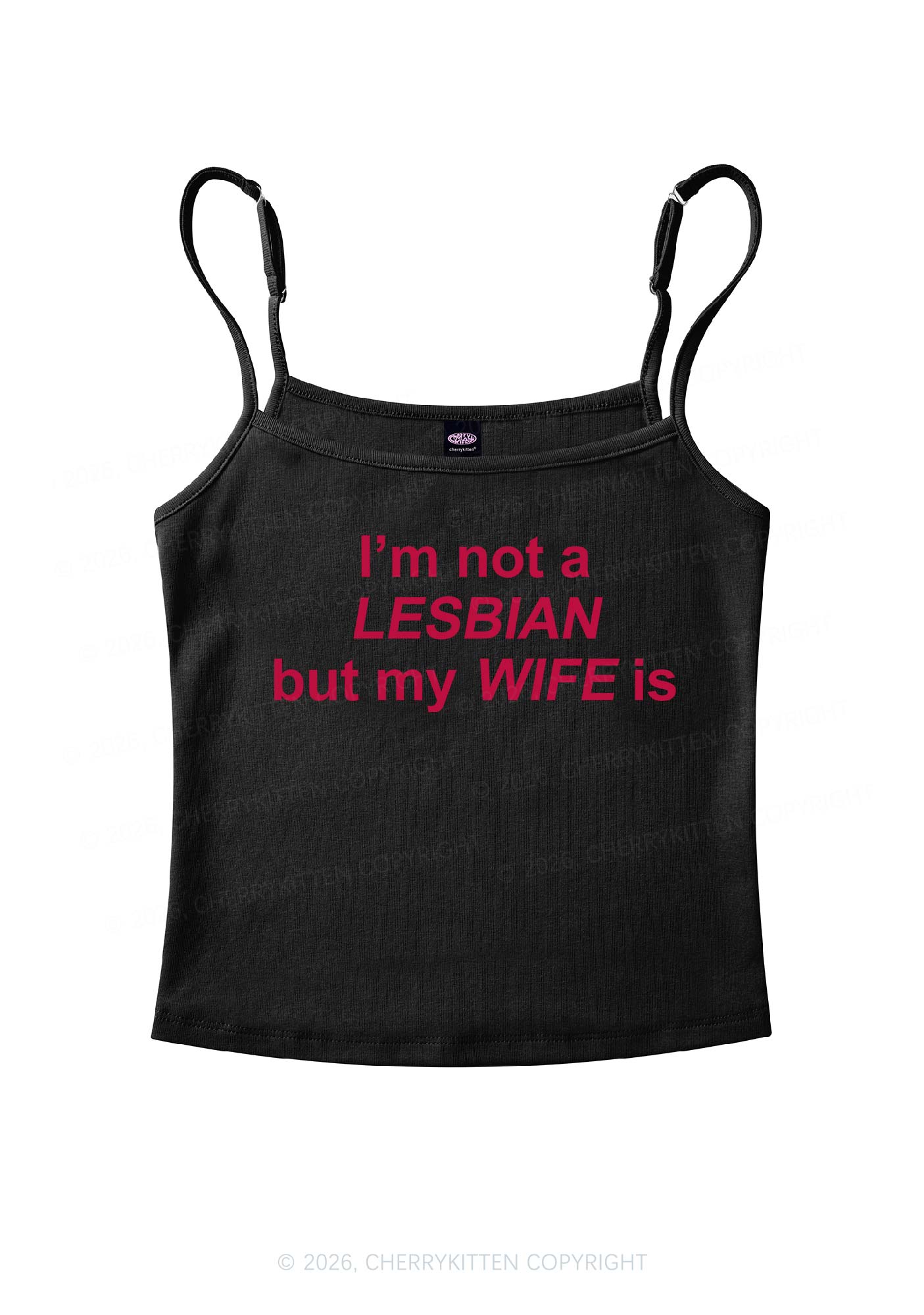 Im Not A Lesbian Pride Y2K Spaghetti Strap Cami Cherrykitten