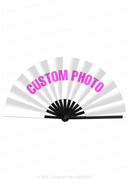 Custom Photo Y2K Rave Hand Fan Cherrykitten