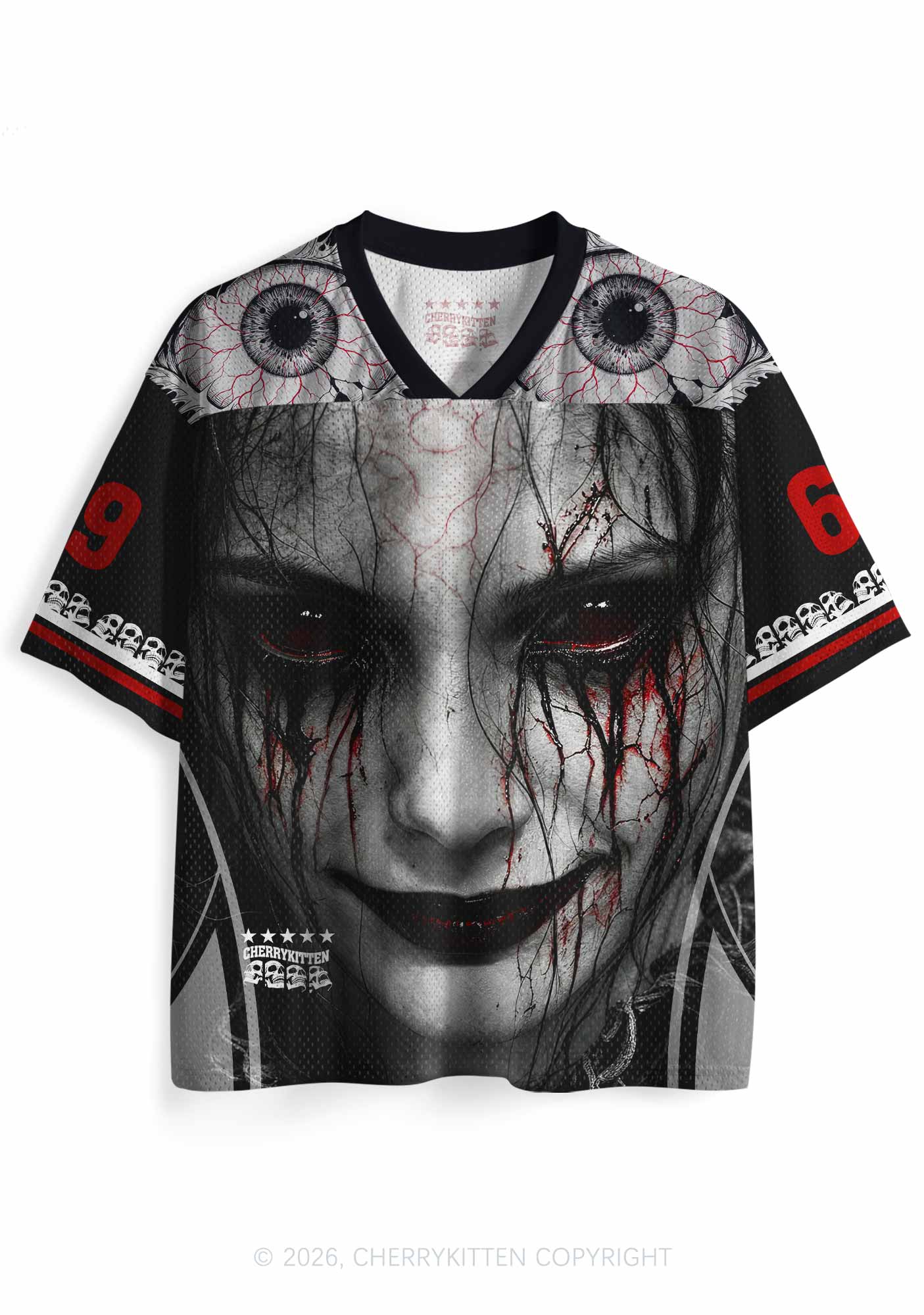 Halloween Black Tears Woman Y2K Sport Jersey Shirts Cherrykitten