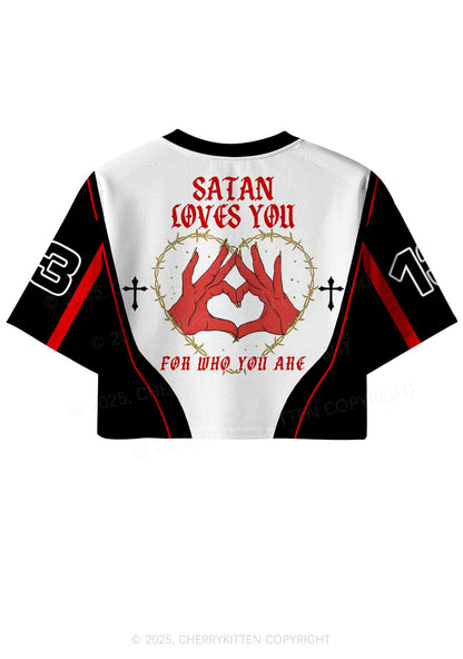 Halloween Custom Satan Loves Y2K Crop Sport Jersey Shirts Cherrykitten