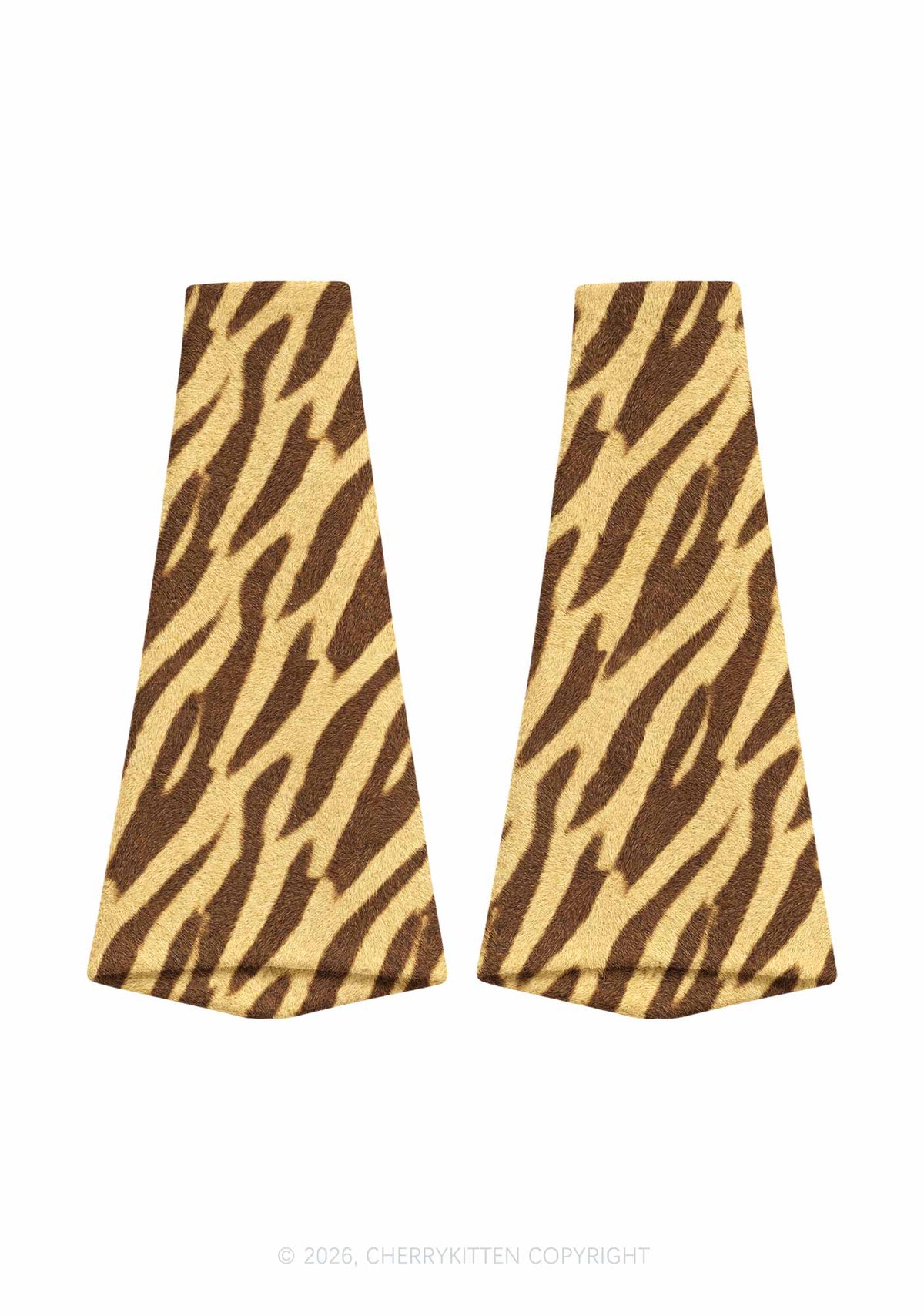 Khaki Tiger Stripe Y2K Print Fuzzy Flared Leg Warmers Cherrykitten