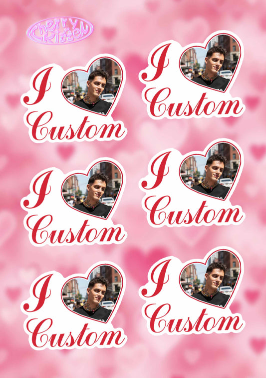 I Love Custom Photo Valentine's Day Y2K Sticker Cherrykitten