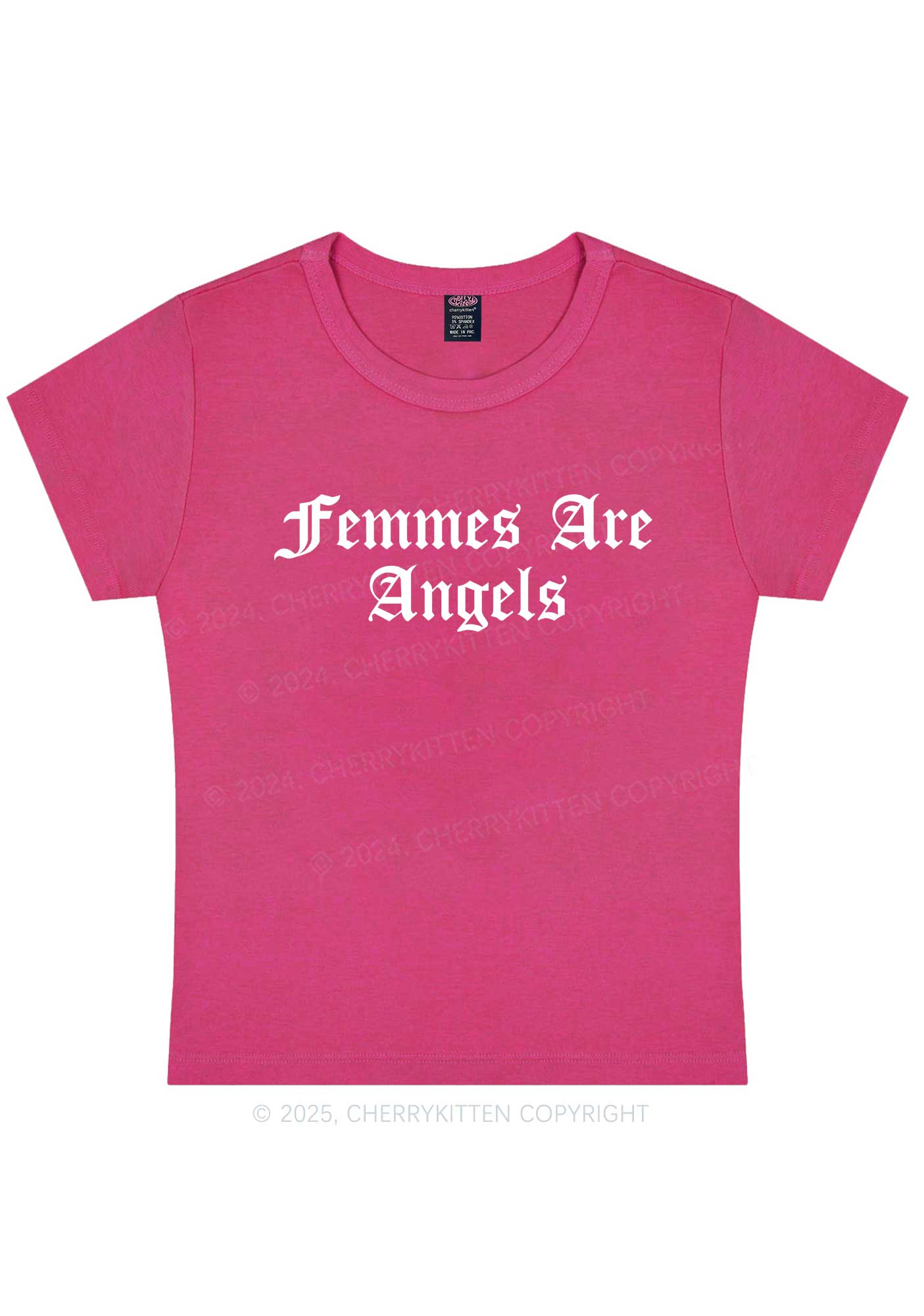 Femmes Are Angels Y2K Baby Tee Cherrykitten