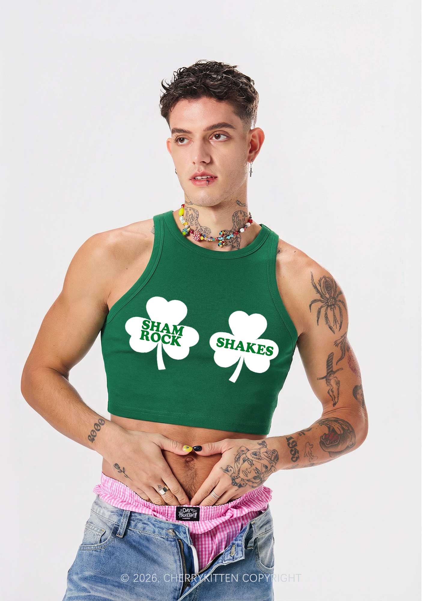 Shamrock Shakes St Patricks Y2K Crop Tank Top Cherrykitten