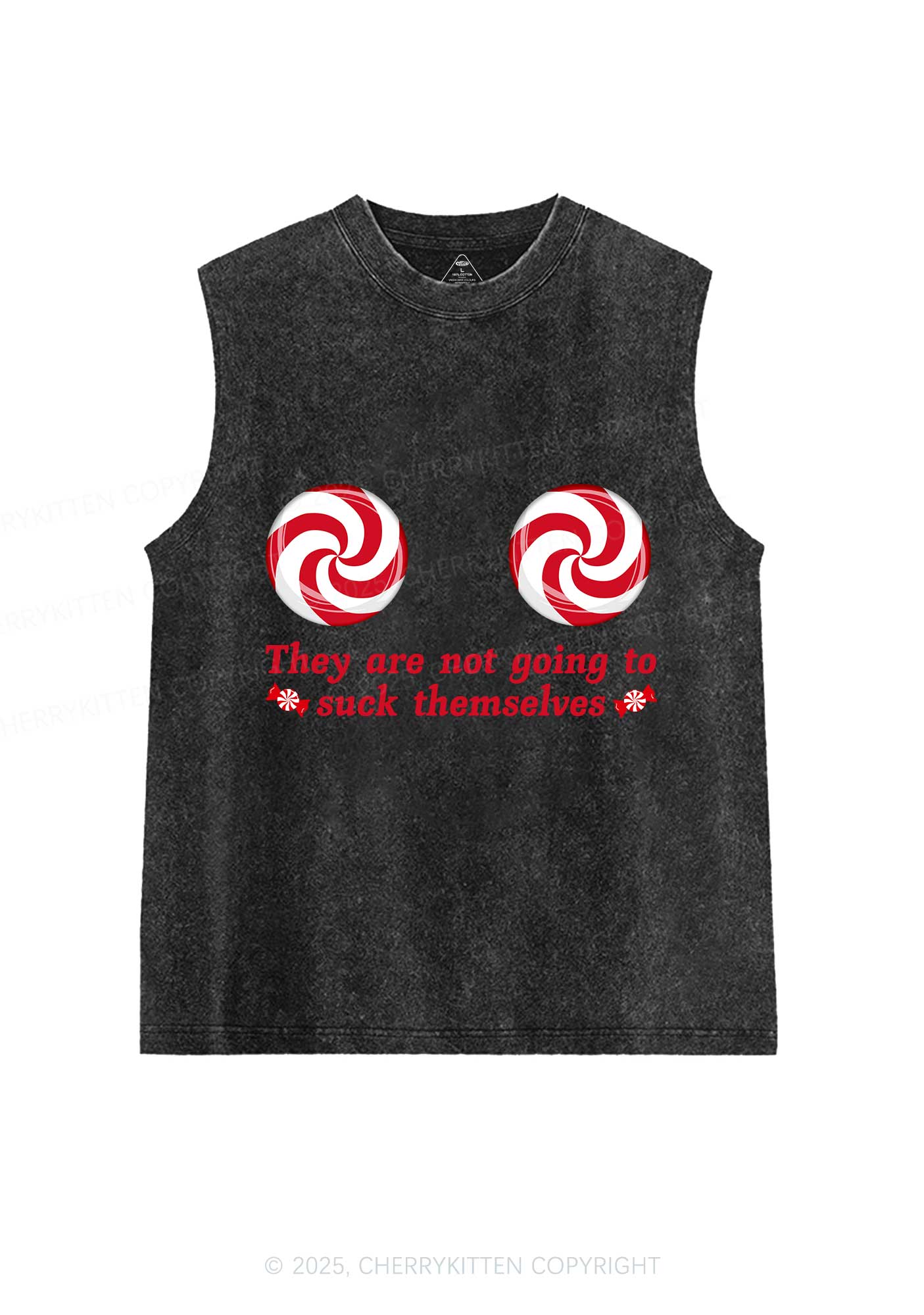 Christmas Suxk Themselves Y2K Washed Muscle Tank Cherrykitten