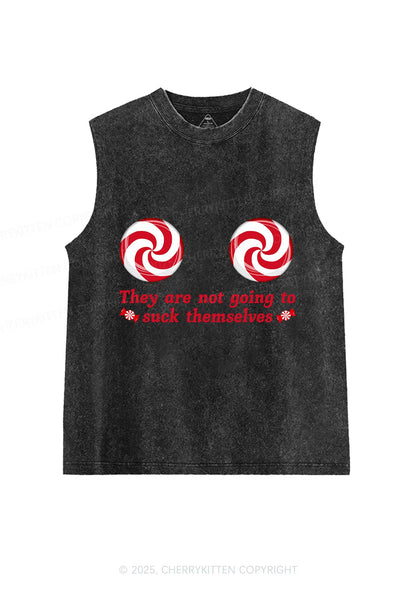 Christmas Suxk Themselves Y2K Washed Muscle Tank Cherrykitten