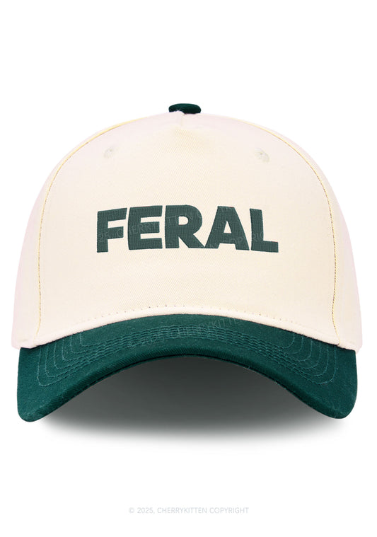 Embroidered Feral Y2K Color Block Baseball Cap Cherrykitten
