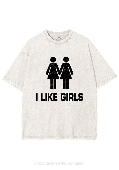I Like Girls Pride Y2K Shirts Washed Tee Cherrykitten