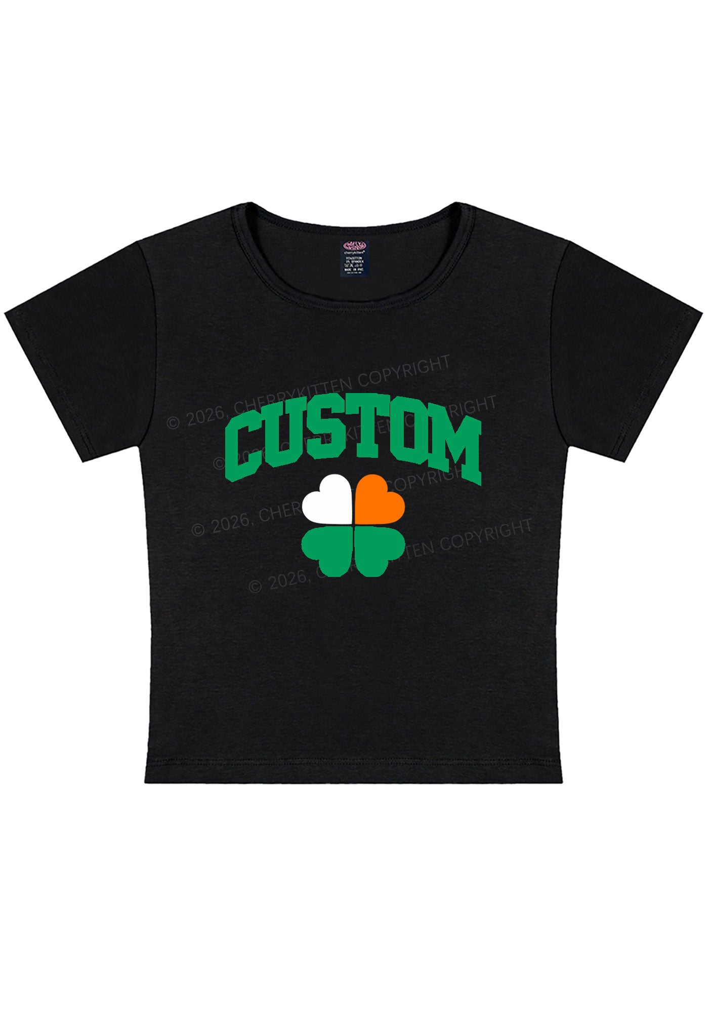 Custom Irish Luck Shamrock St Patricks Y2K Baby Tee Cherrykitten