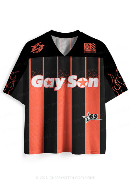 Orange Stripes Gay Son Pride Y2K Sport Jersey Shirts Cherrykitten