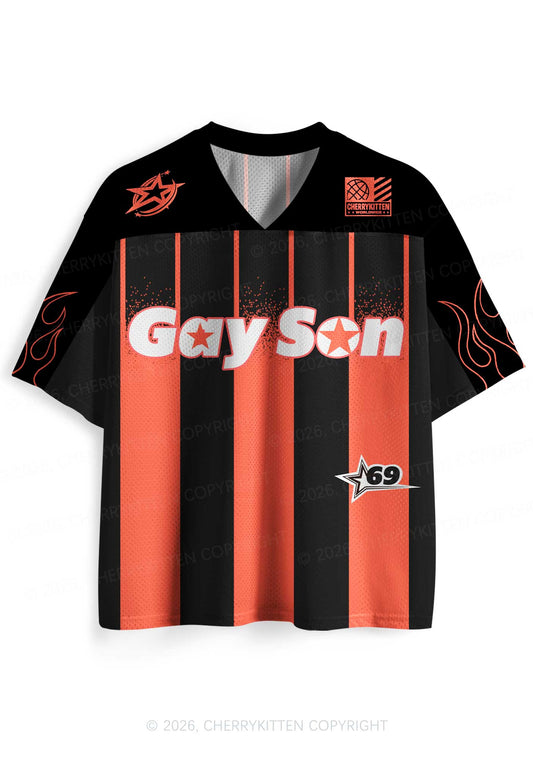 Orange Stripes Gay Son Pride Y2K Sport Jersey Shirts Cherrykitten