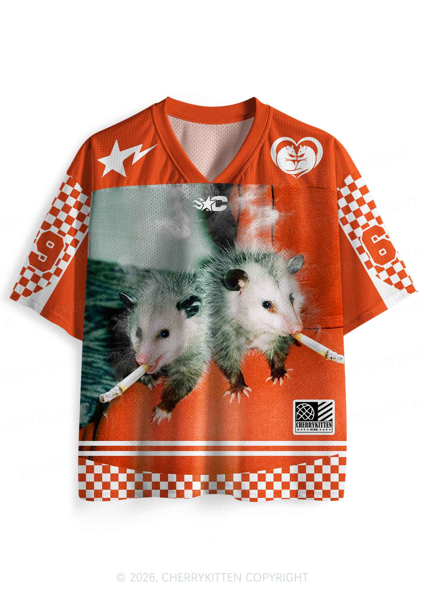 Smoking Badass Possum Y2K Sport Jersey Shirts Cherrykitten