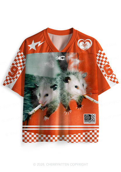 Smoking Badass Possum Y2K Sport Jersey Shirts Cherrykitten