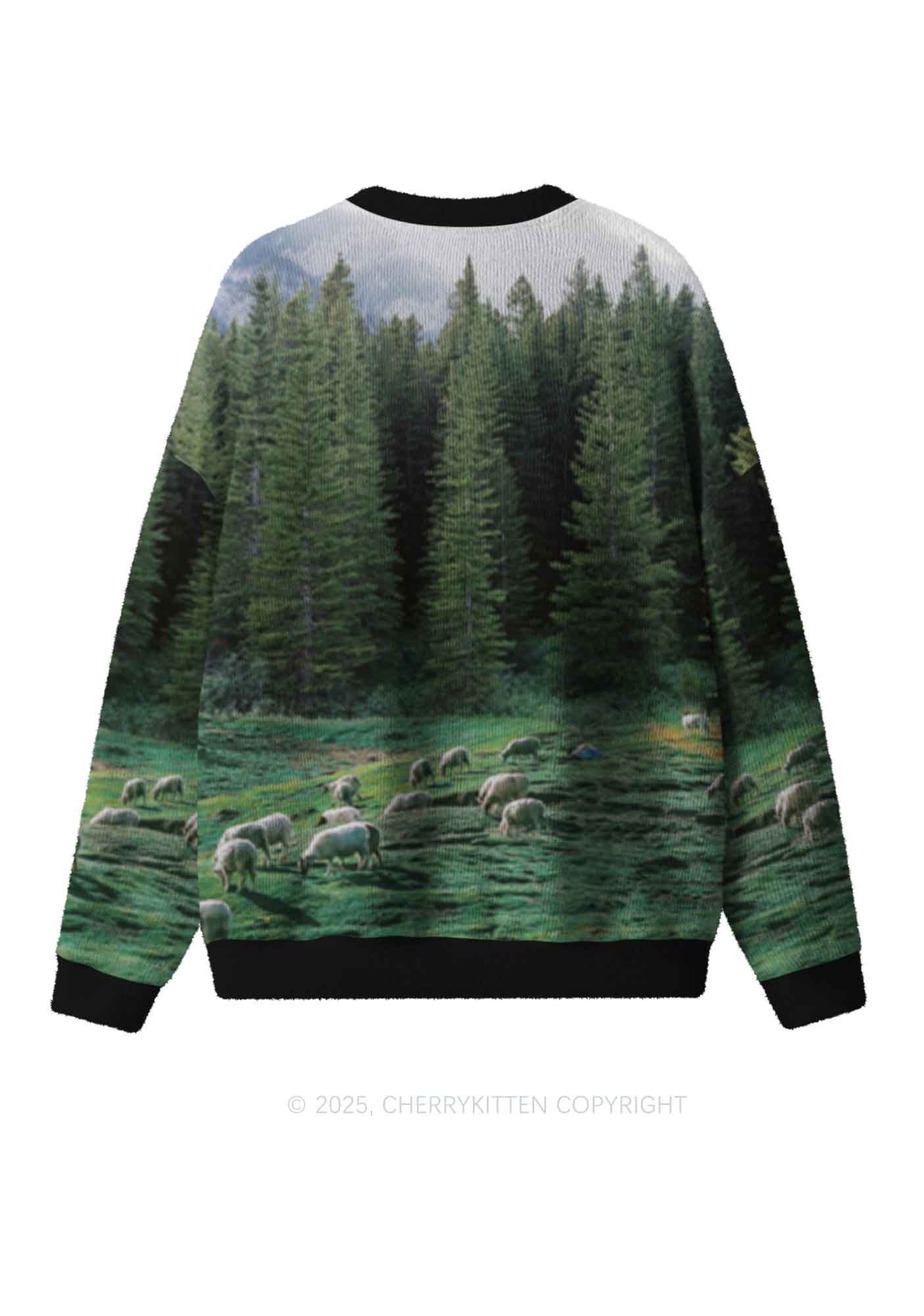 Custom Gay Cowboy Pride Y2K Christmas Knit Sweatshirt Cherrykitten