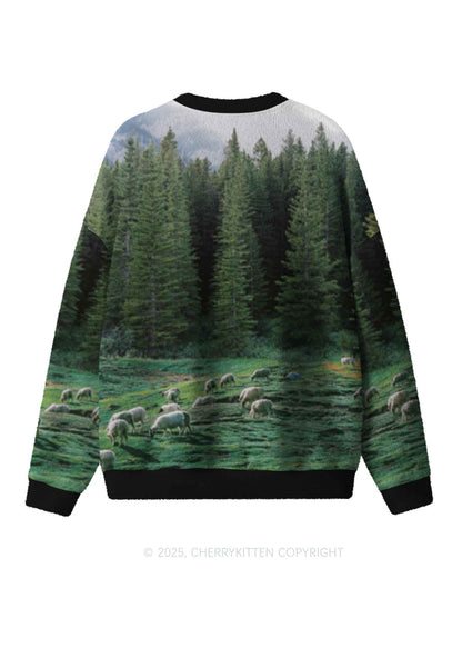 Custom Gay Cowboy Pride Y2K Christmas Knit Sweatshirt Cherrykitten