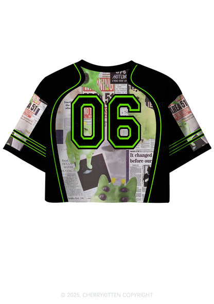 Custom Green Alien Kitten Y2K Crop Sport Jersey Shirts Cherrykitten