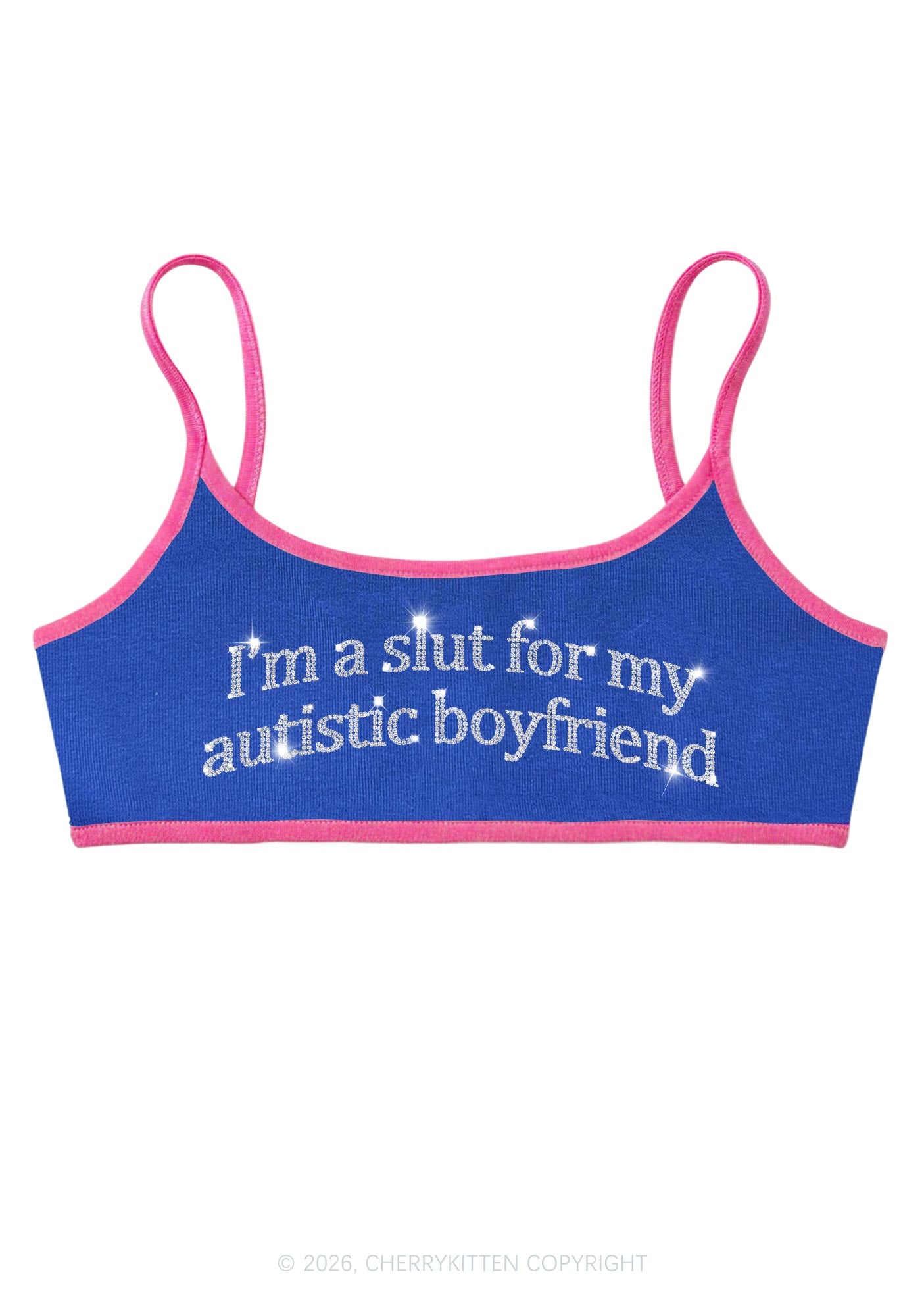Rhinestone Slxt For My Autistic BF Y2K Super Crop Cami Cherrykitten