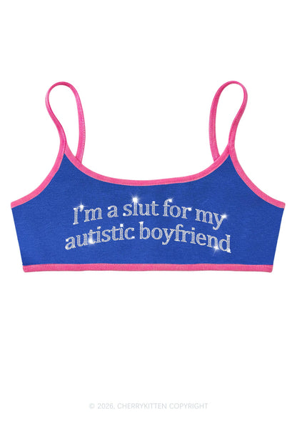 Rhinestone Slxt For My Autistic BF Y2K Super Crop Cami Cherrykitten