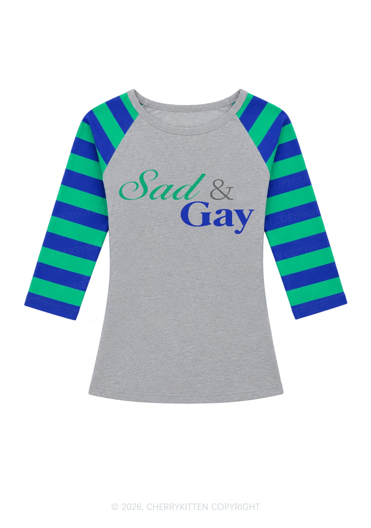 Sad Gay Pride Y2K Raglan Sleeve Crop Top Cherrykitten