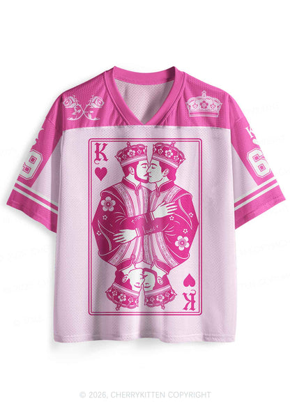 Pink Floral Two Kings Pride Y2K Sport Jersey Shirts Cherrykitten