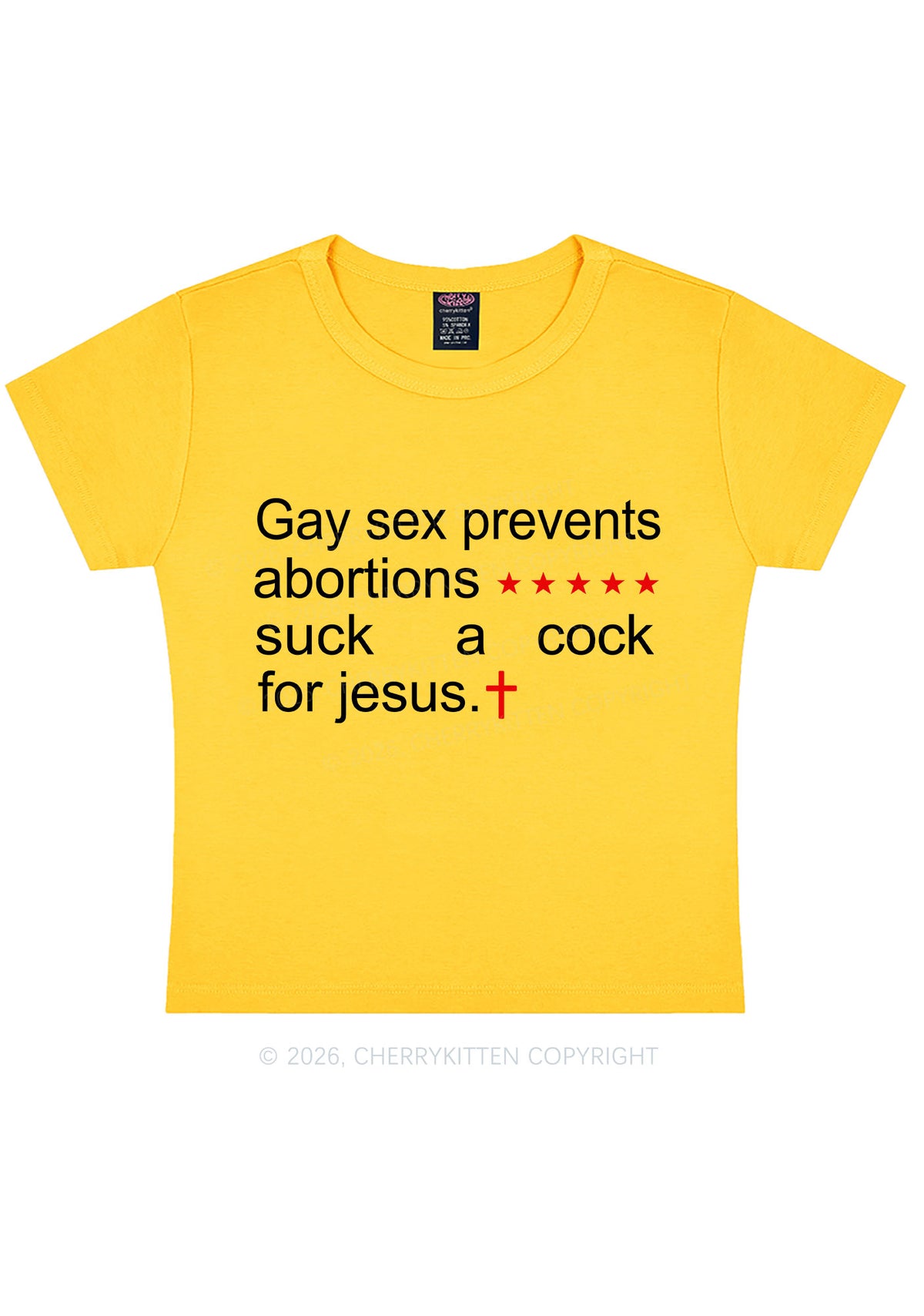 Suck A Cock For Jesus Pride Y2K Baby Tee Cherrykitten