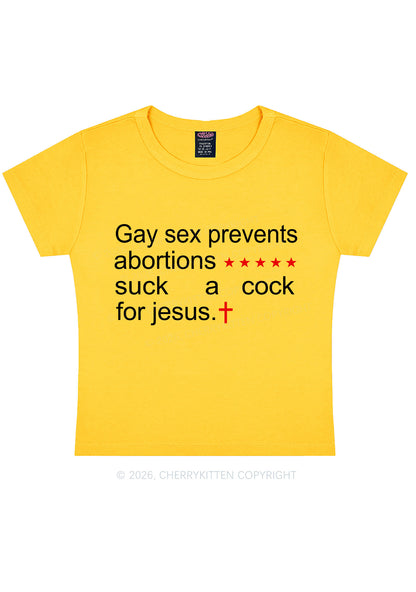 Suck A Cock For Jesus Pride Y2K Baby Tee Cherrykitten