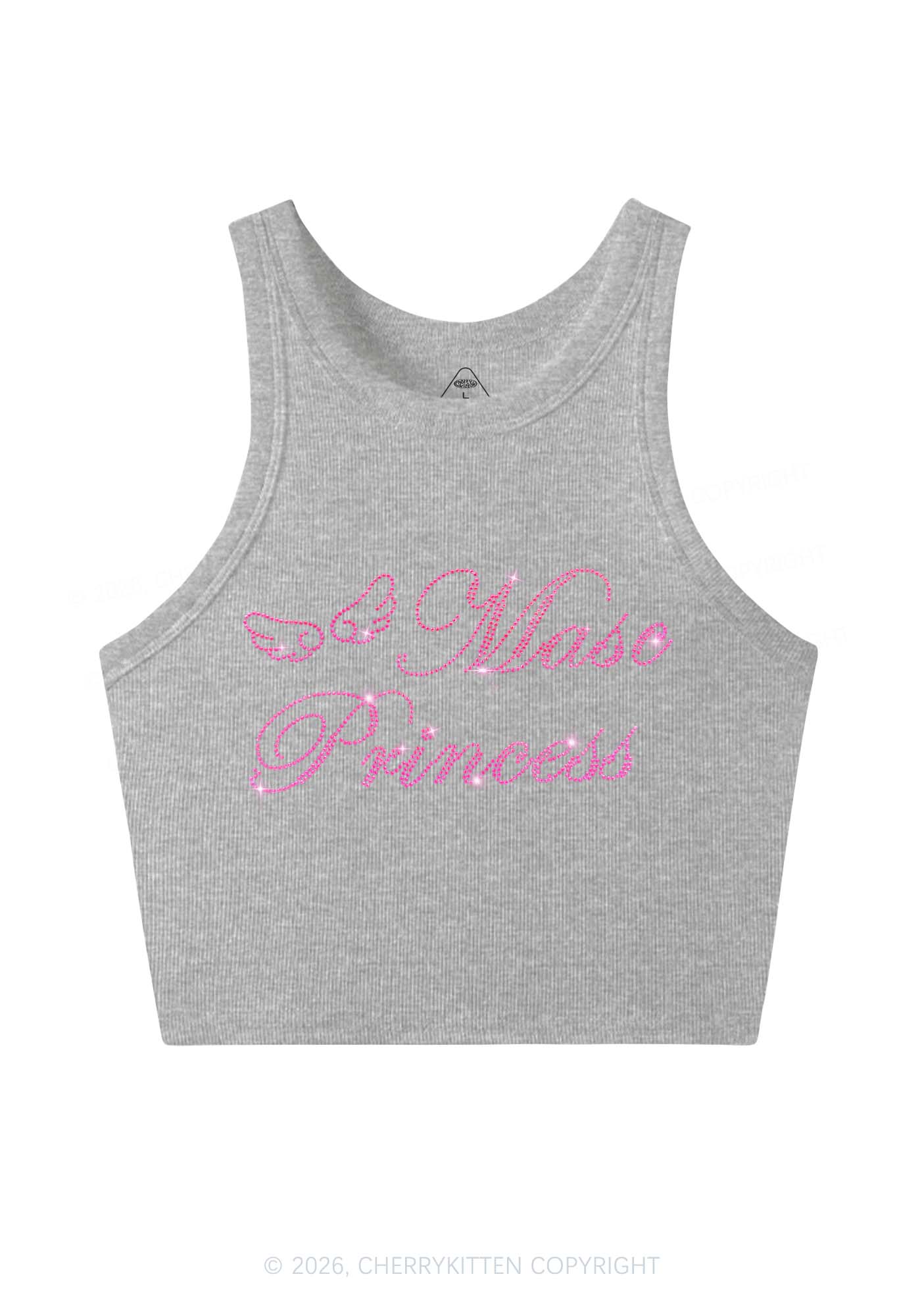 Rhinestone Masc Princess Pride Y2K Crop Tank Top Cherrykitten
