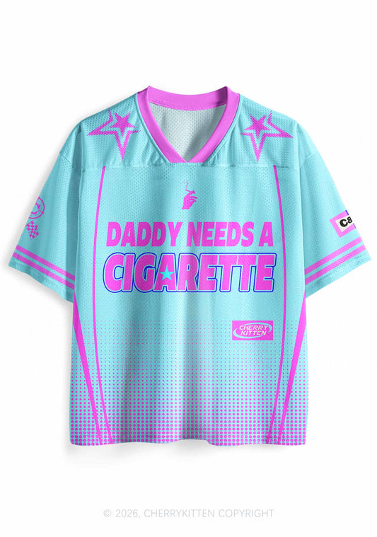 Daddy Needs A Cigarette Y2K Sport Jersey Shirts Cherrykitten