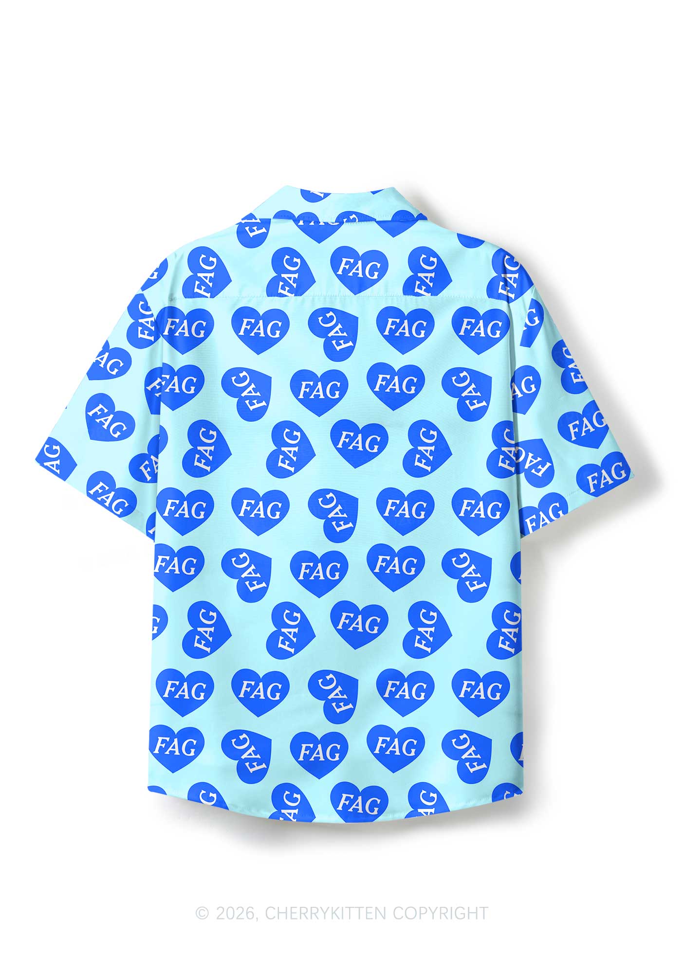 Blue Heart Fag Y2K Print Hawaiian Shirt Cherrykitten