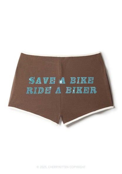 Rhinestone Save Bike Ride Biker Y2K Booty Shorts Cherrykitten