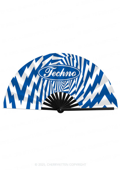 Oval Techno Y2K Rave Hand Fan Cherrykitten