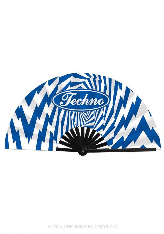 Oval Techno Y2K Rave Hand Fan Cherrykitten