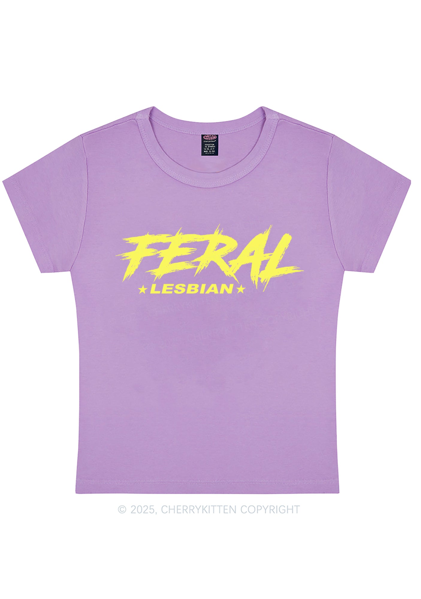 Feral Lesbian Pride Y2K Baby Tee Cherrykitten
