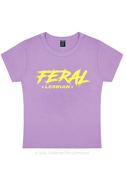 Feral Lesbian Pride Y2K Baby Tee Cherrykitten