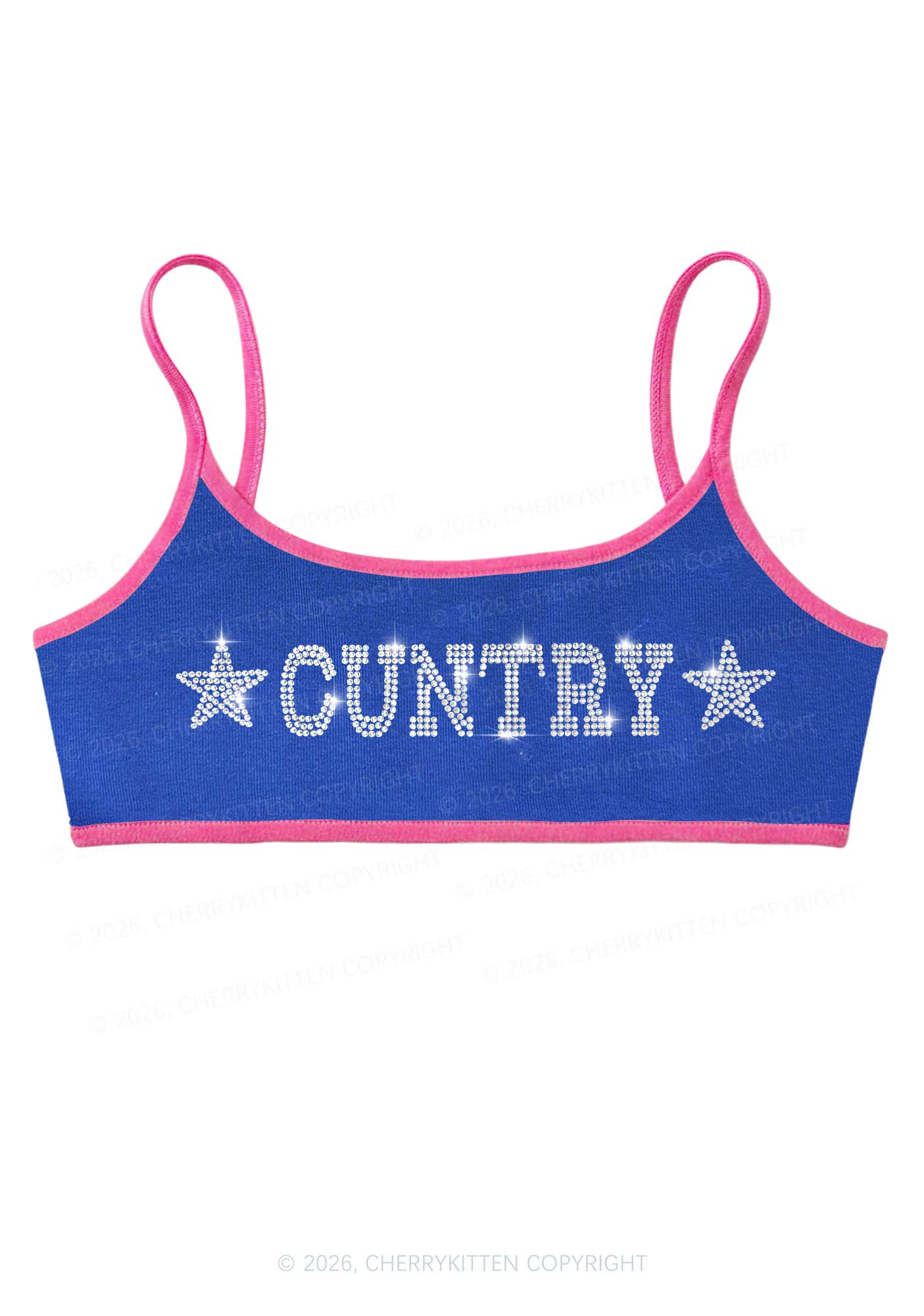 Rhinestone Cuntry Y2K Super Crop Cami Cherrykitten