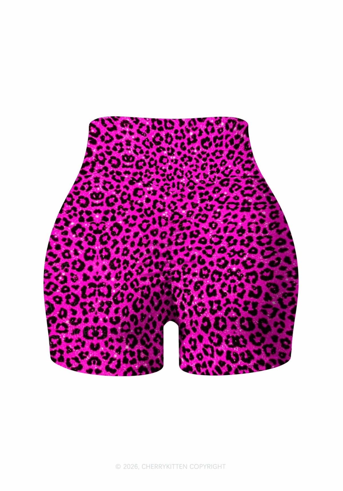 Hot Pink Leopard Y2K Print Gym Shorts Cherrykitten