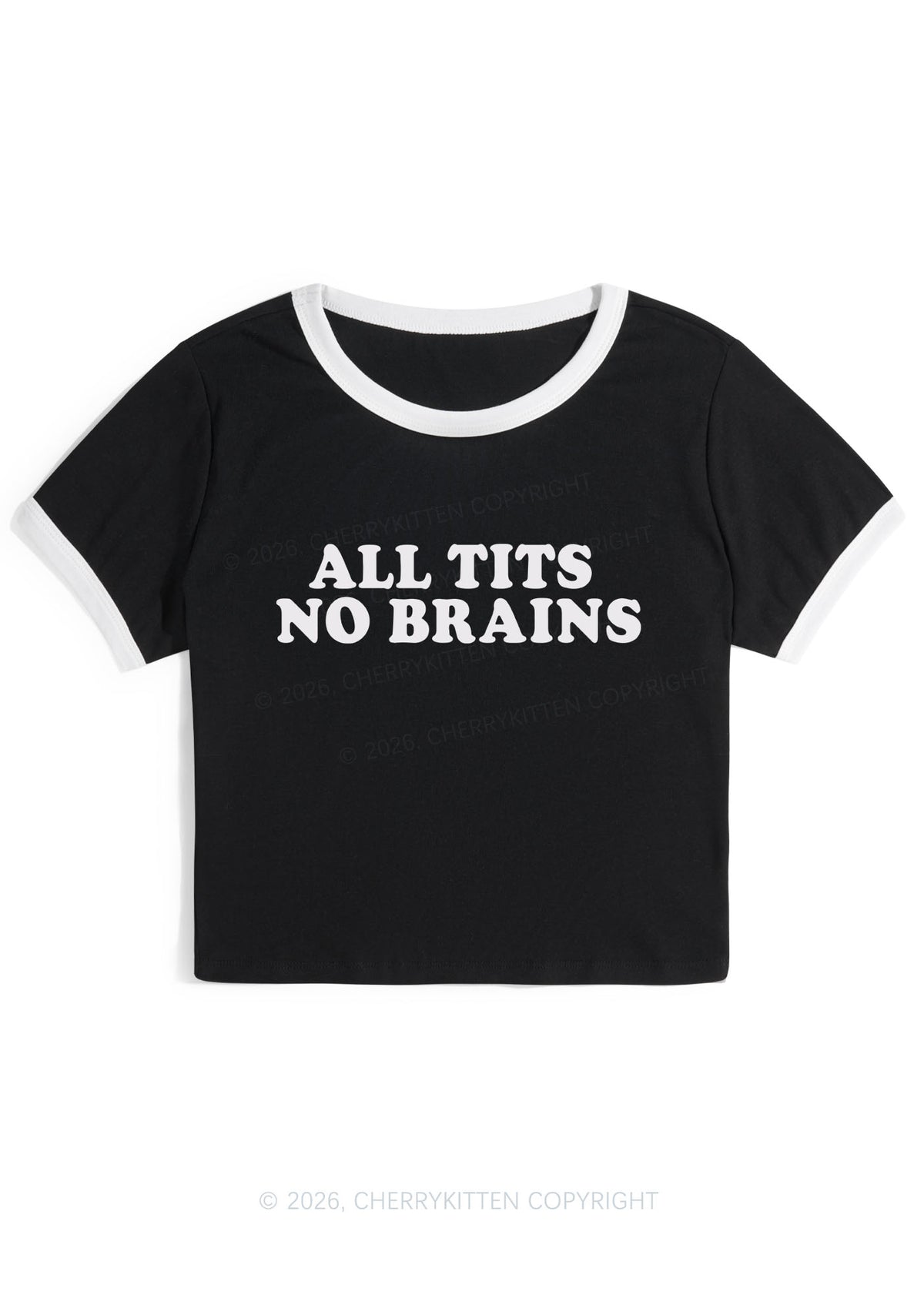 All Txts No Brains Y2K Ringer Tee Cherrykitten