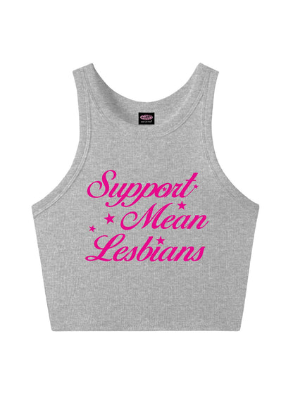 Support Mean Leabians Pride Y2K Crop Tank Top Cherrykitten