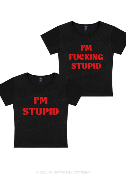 Im Fxxking Stupid Y2K Valentine's Day Baby Tee Cherrykitten