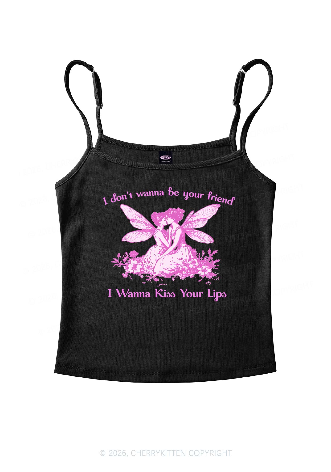 I Wanna Kiss Your Lips Pride Y2K Spaghetti Strap Cami Cherrykitten